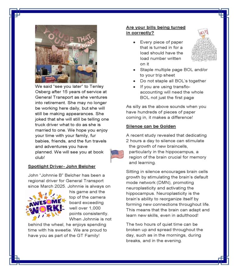 General Transport July 2025 Newsletter
